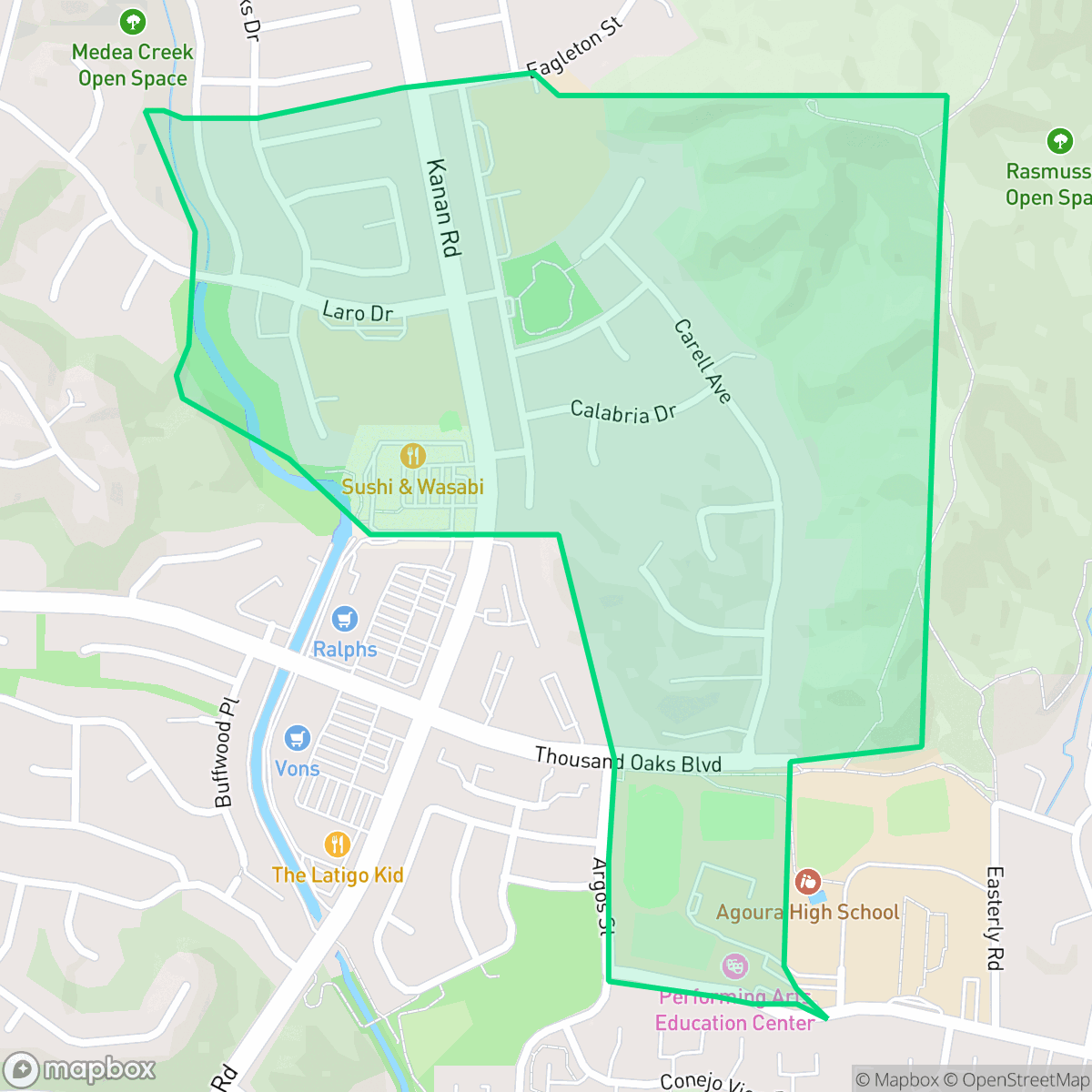 Map showing the location of Upper Downtown, Agoura Hills, CA