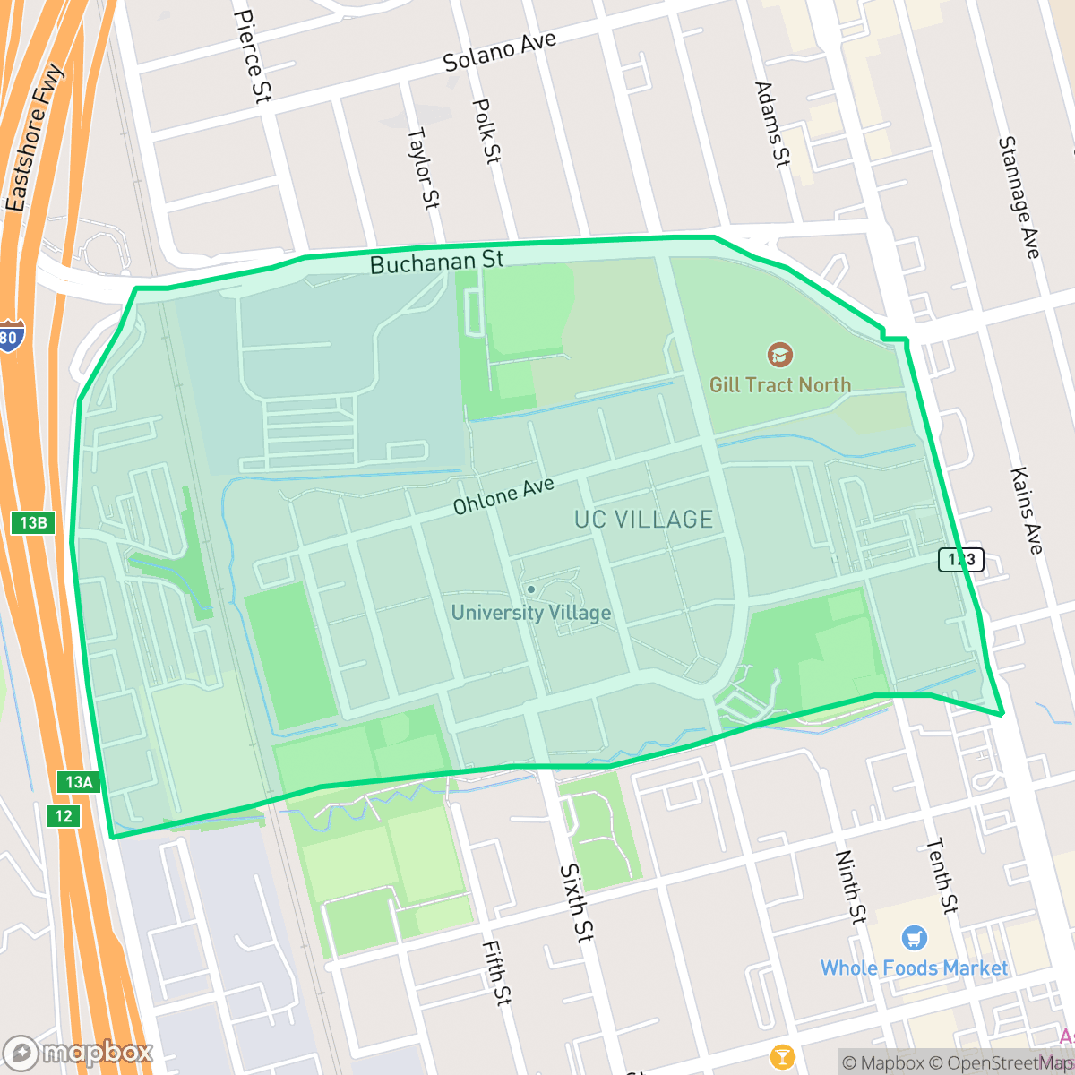 Map showing the location of Ocean View, Albany, CA