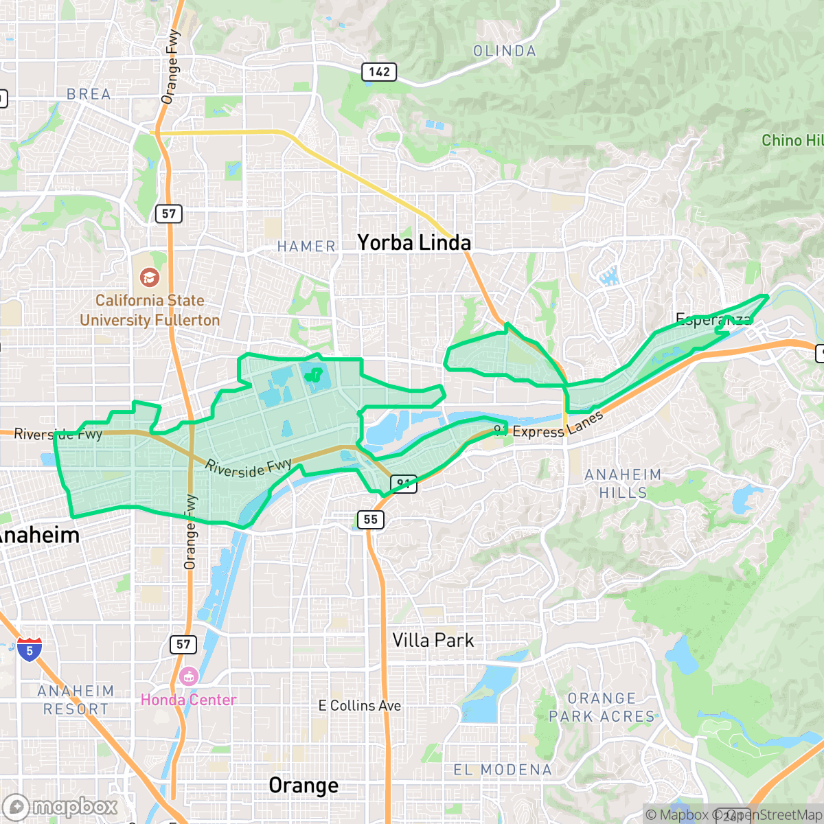 Map showing the location of Northeast Anaheim, Anaheim, CA