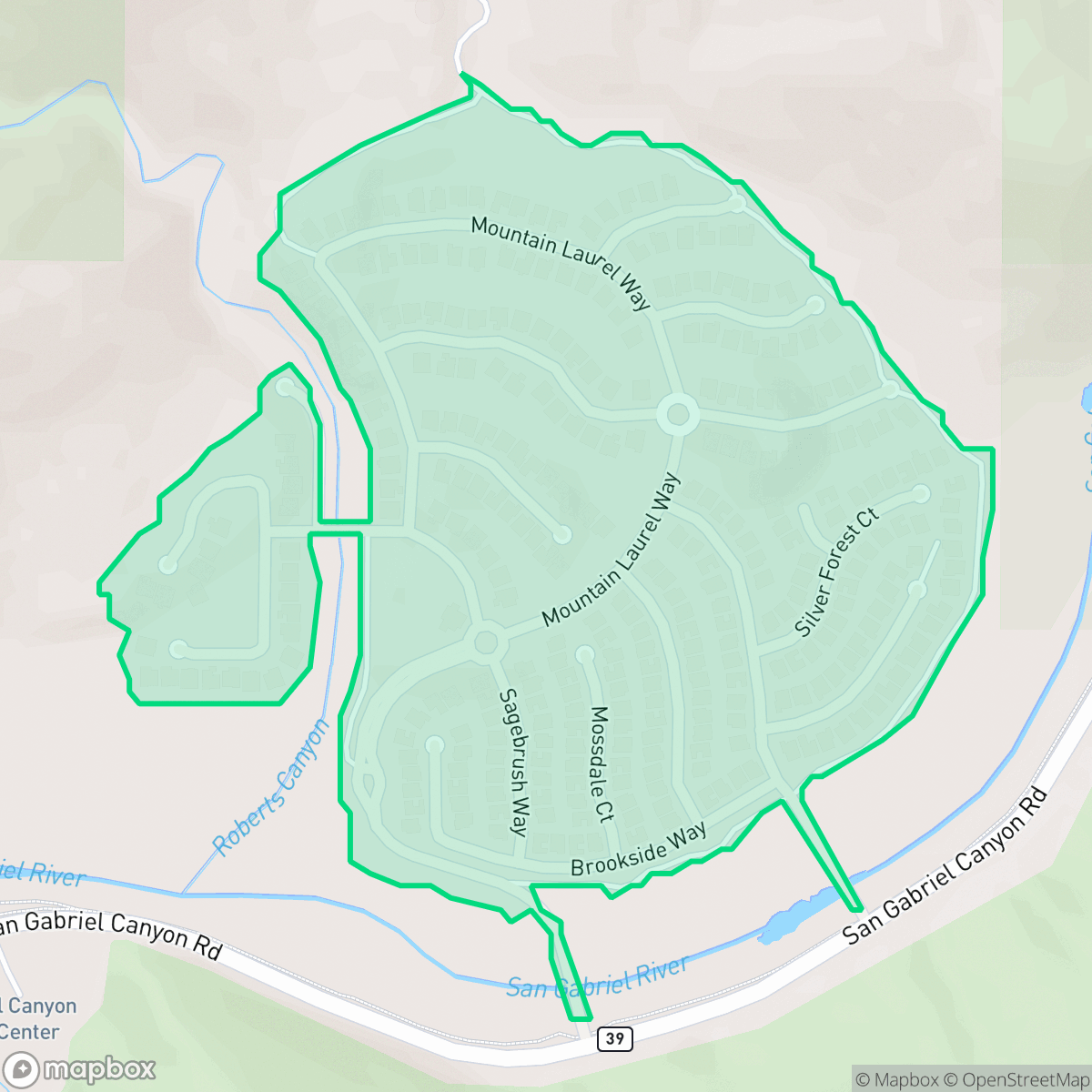 Map showing the location of Mountain Cove, Azusa, CA
