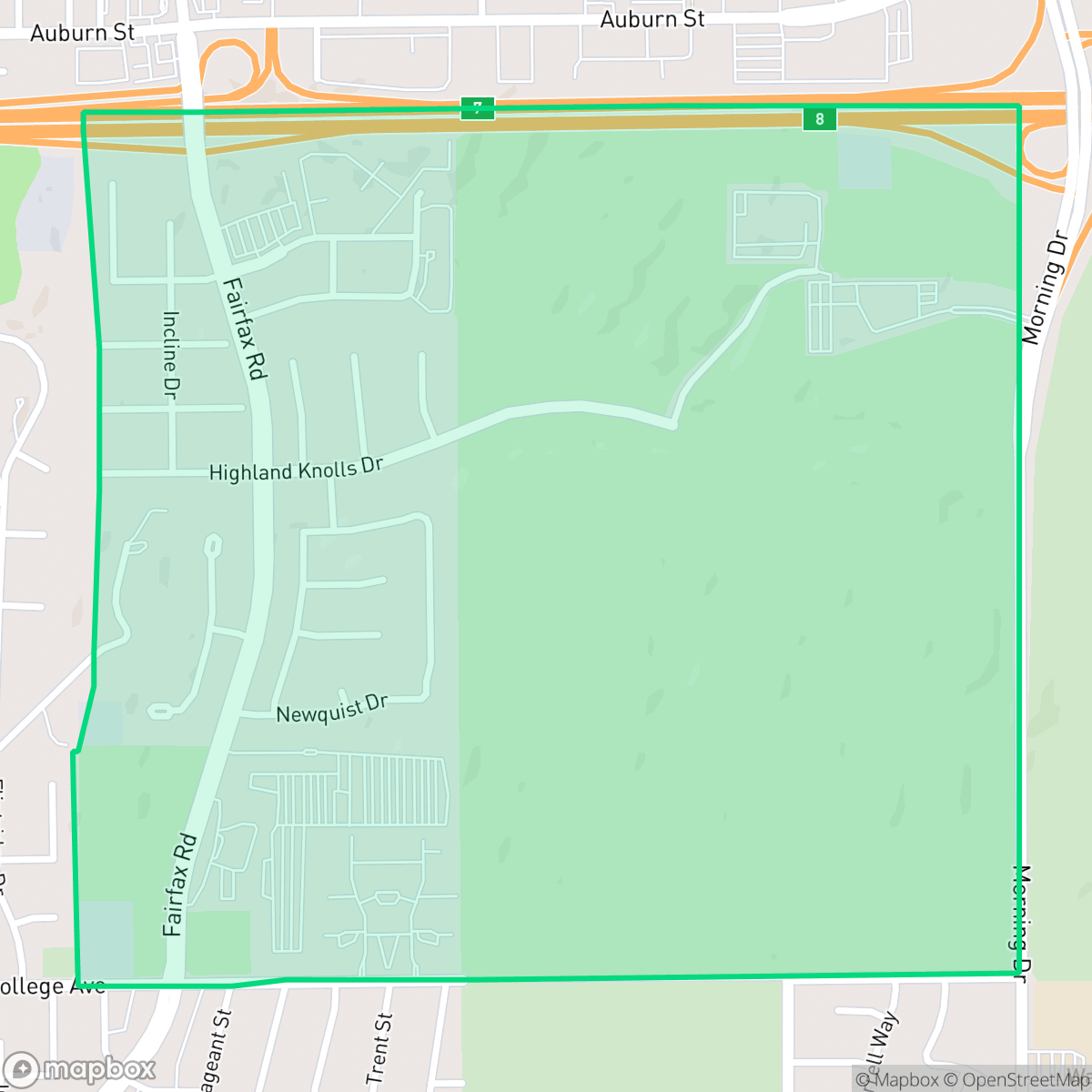 Map showing the location of Eastridge Estates, Bakersfield, CA