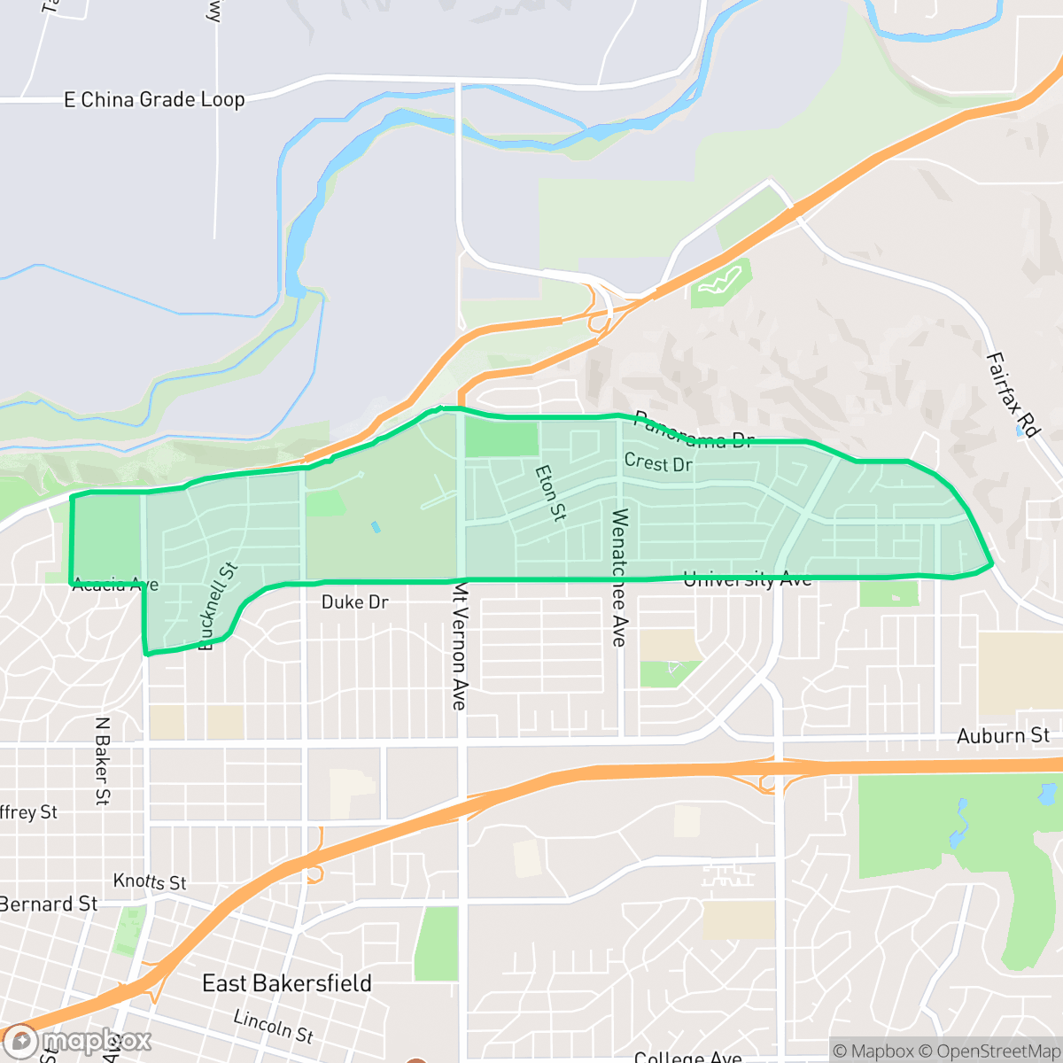 Map showing the location of Northeast Bakersfield, Bakersfield, CA