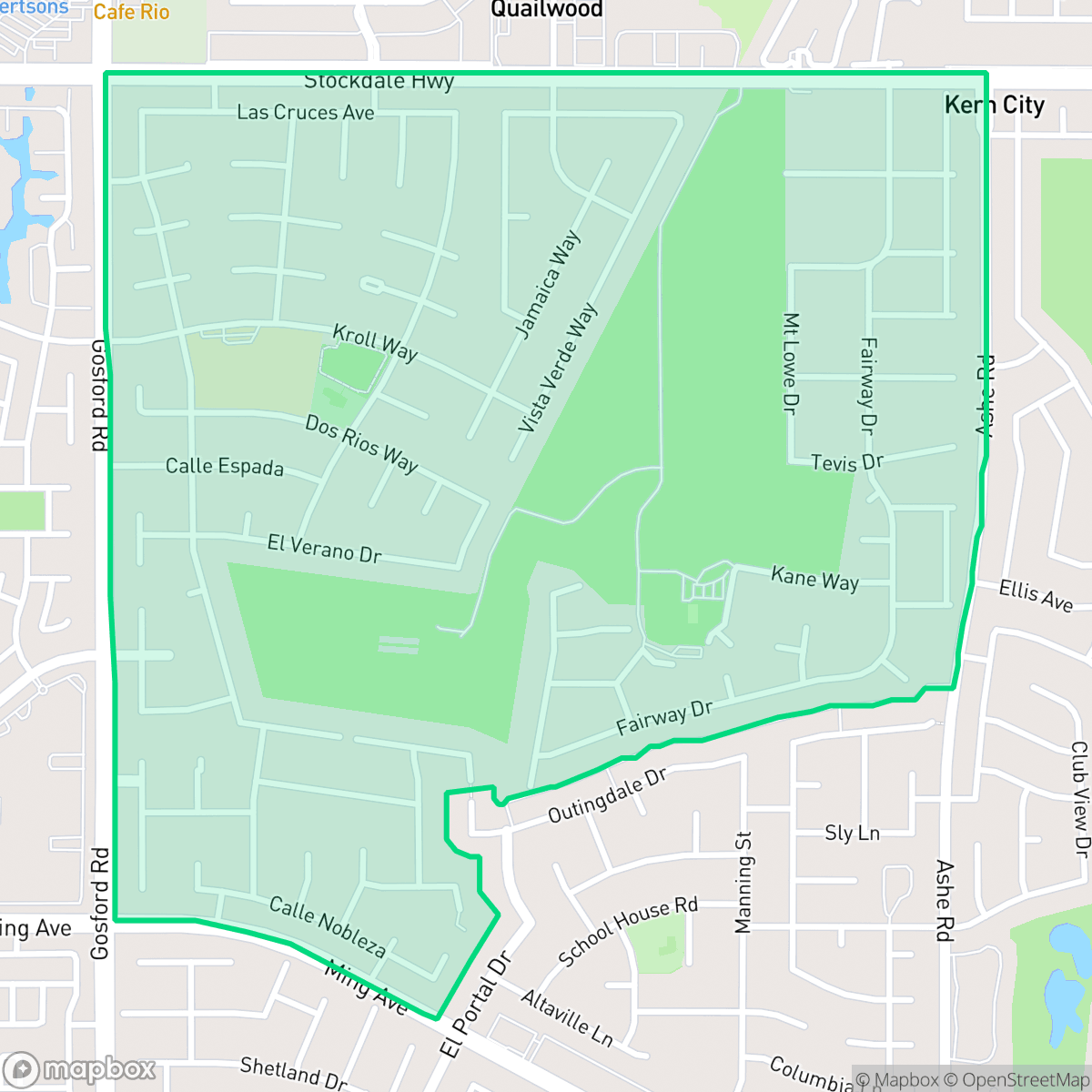 Map showing the location of Olde Stockdale, Bakersfield, CA