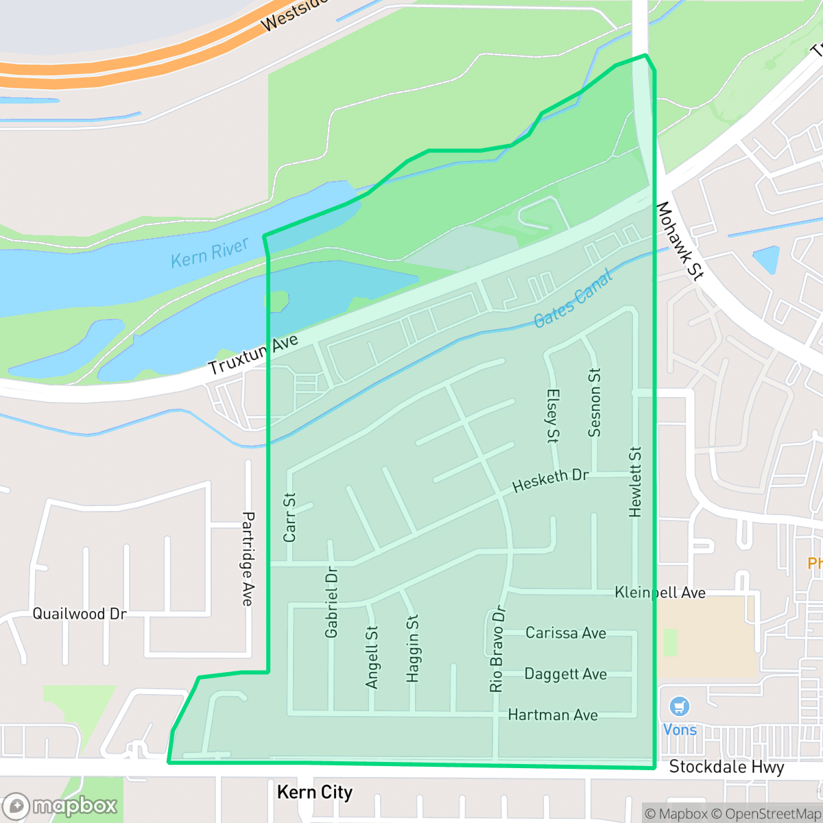 Map showing the location of Quailwood, Bakersfield, CA
