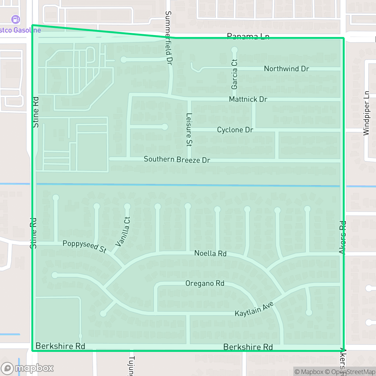 Map showing the location of Ridgeview Estates, Bakersfield, CA