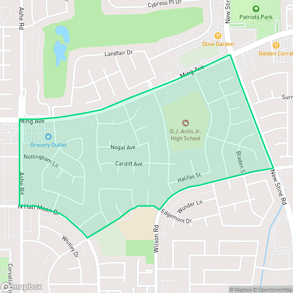 Map showing the location of Sagepointe, Bakersfield, CA