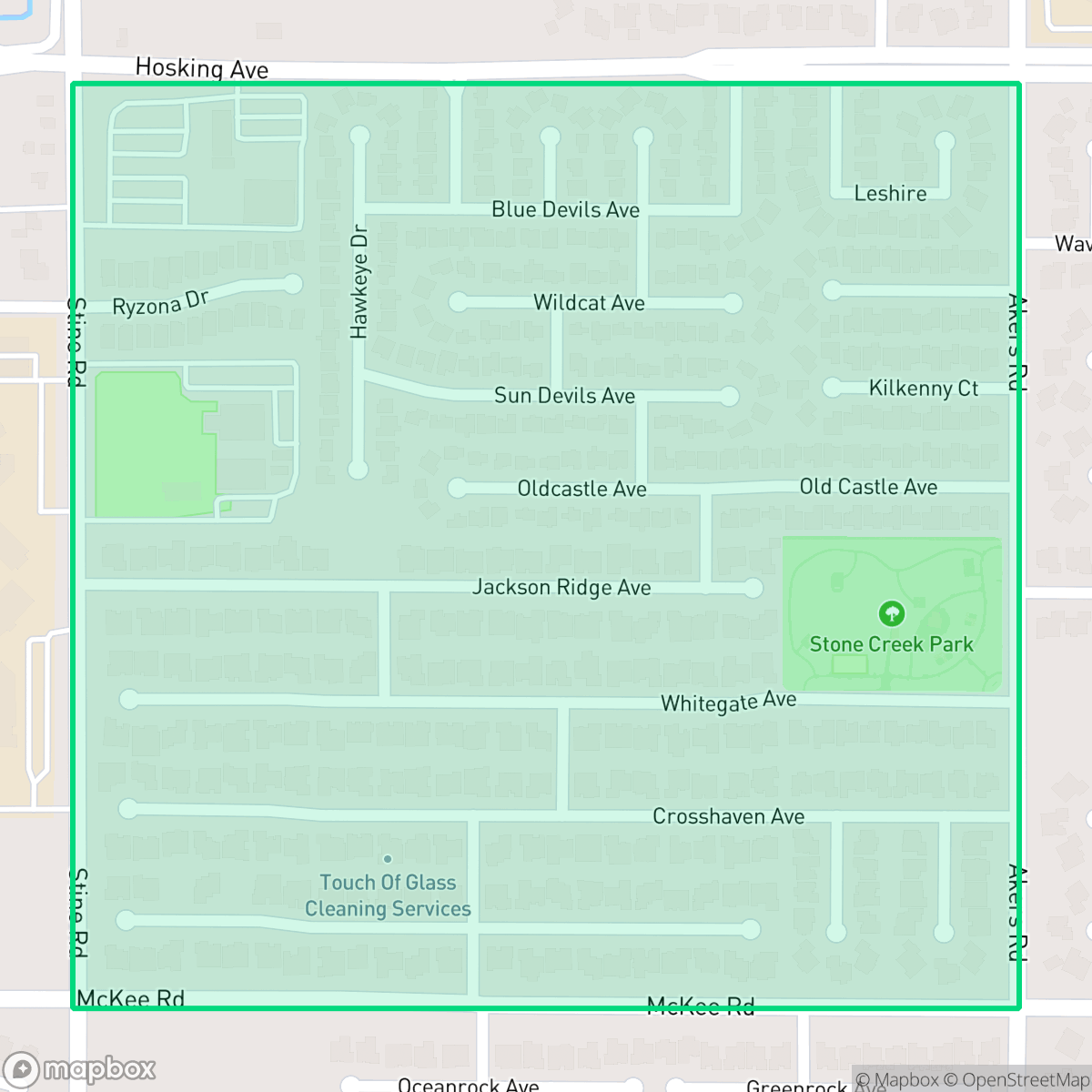 Map showing the location of Stone Creek, Bakersfield, CA