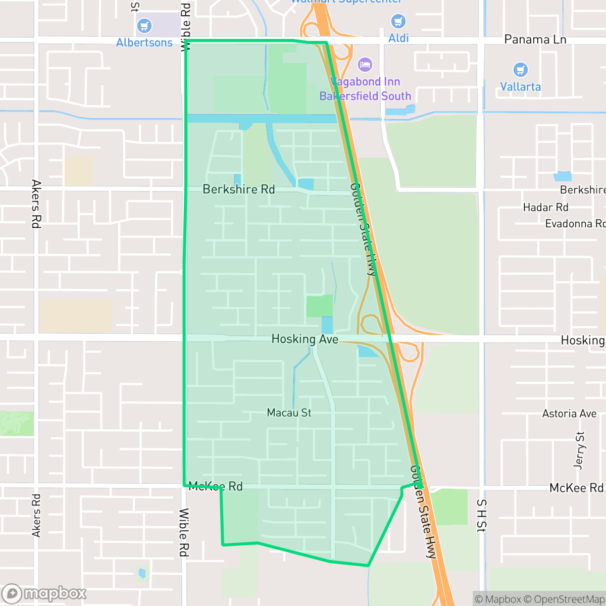 Map showing the location of Stone Meadows, Bakersfield, CA