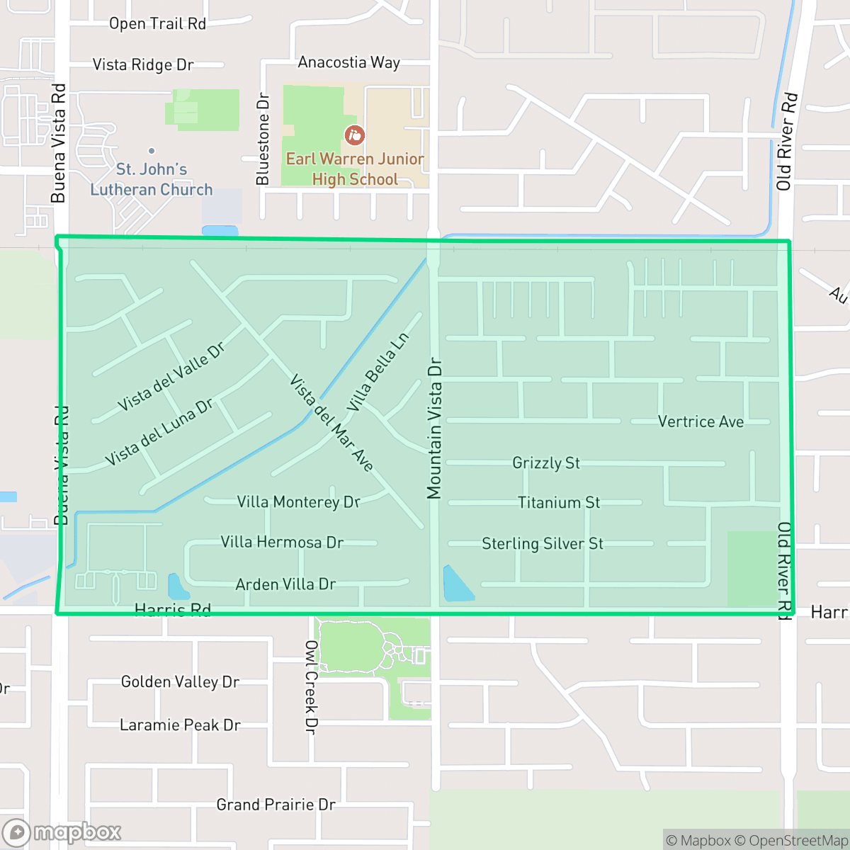 Map showing the location of Terra Vista, Bakersfield, CA