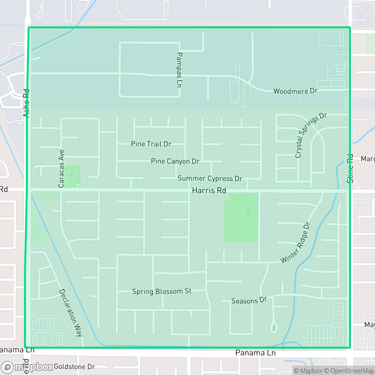 Map showing the location of The Seasons, Bakersfield, CA