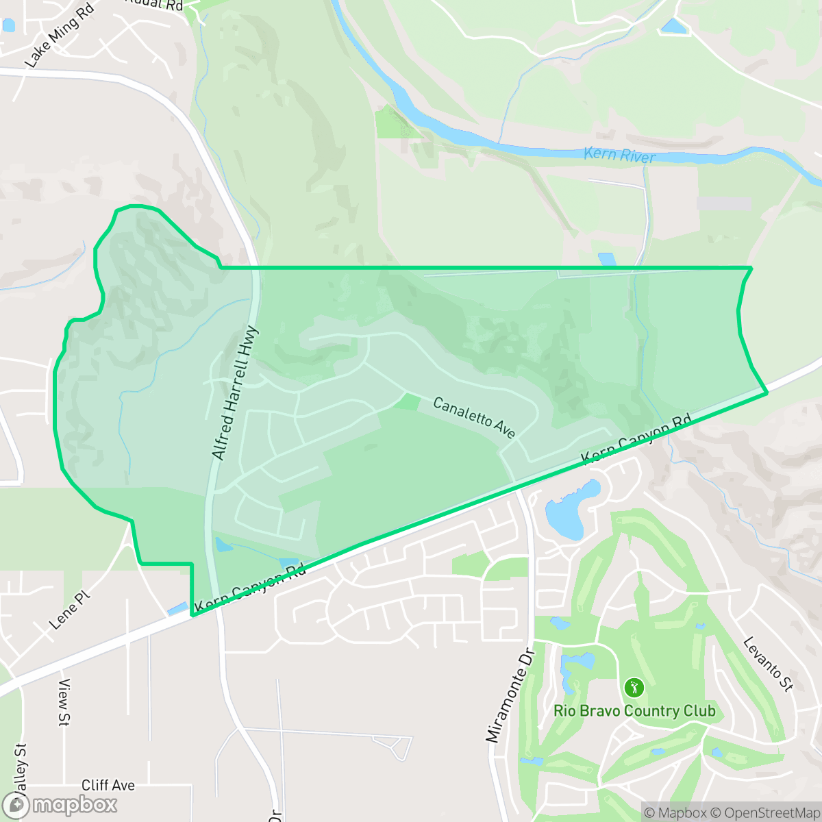 Map showing the location of Tuscany, Bakersfield, CA