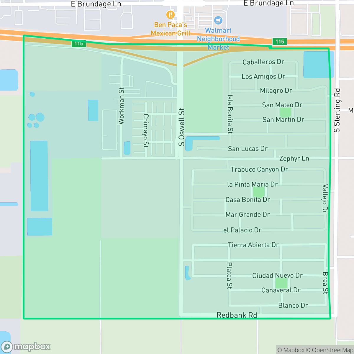 Map showing the location of Tyner Homes, Bakersfield, CA