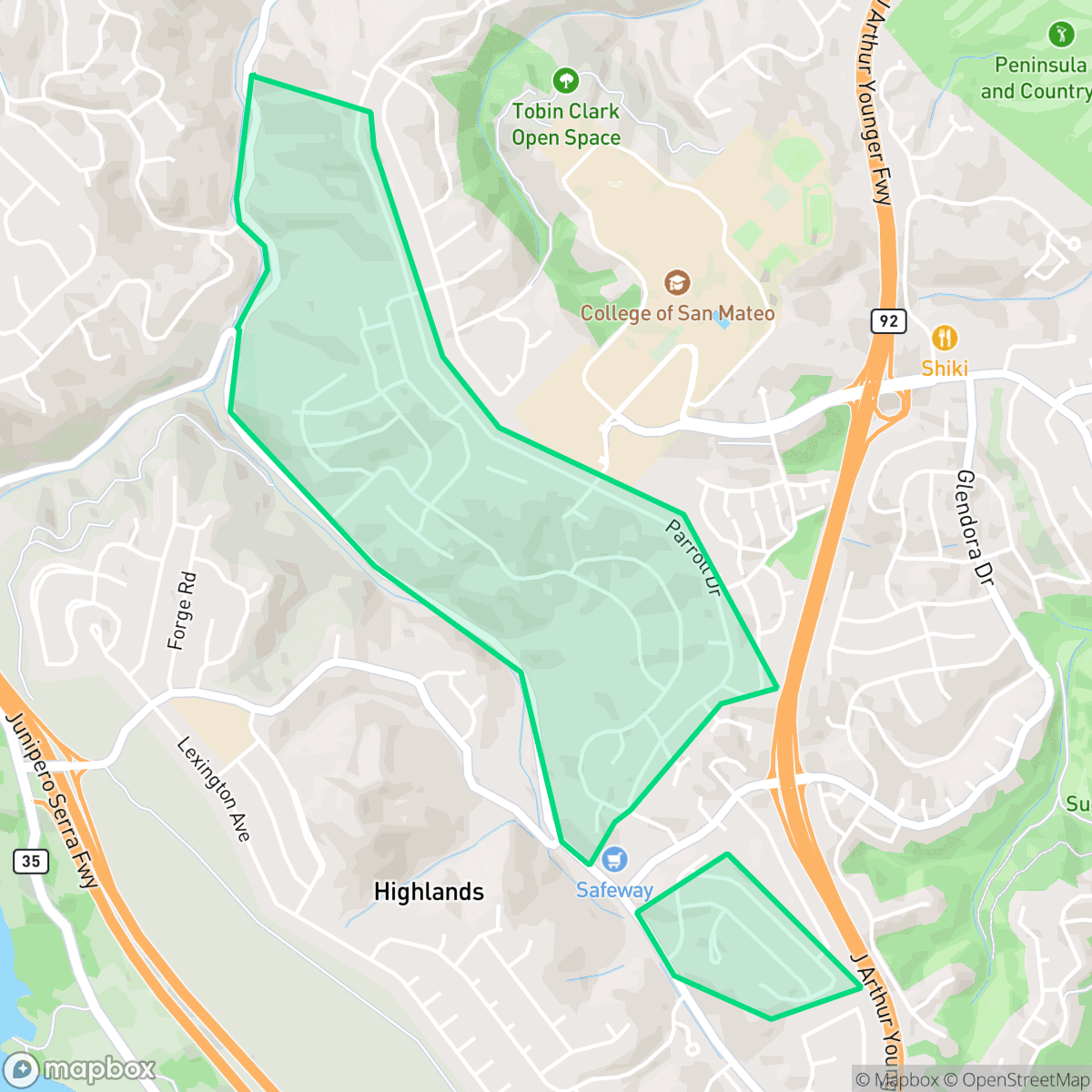 Map showing the location of Baywood Park, CA — coverage area