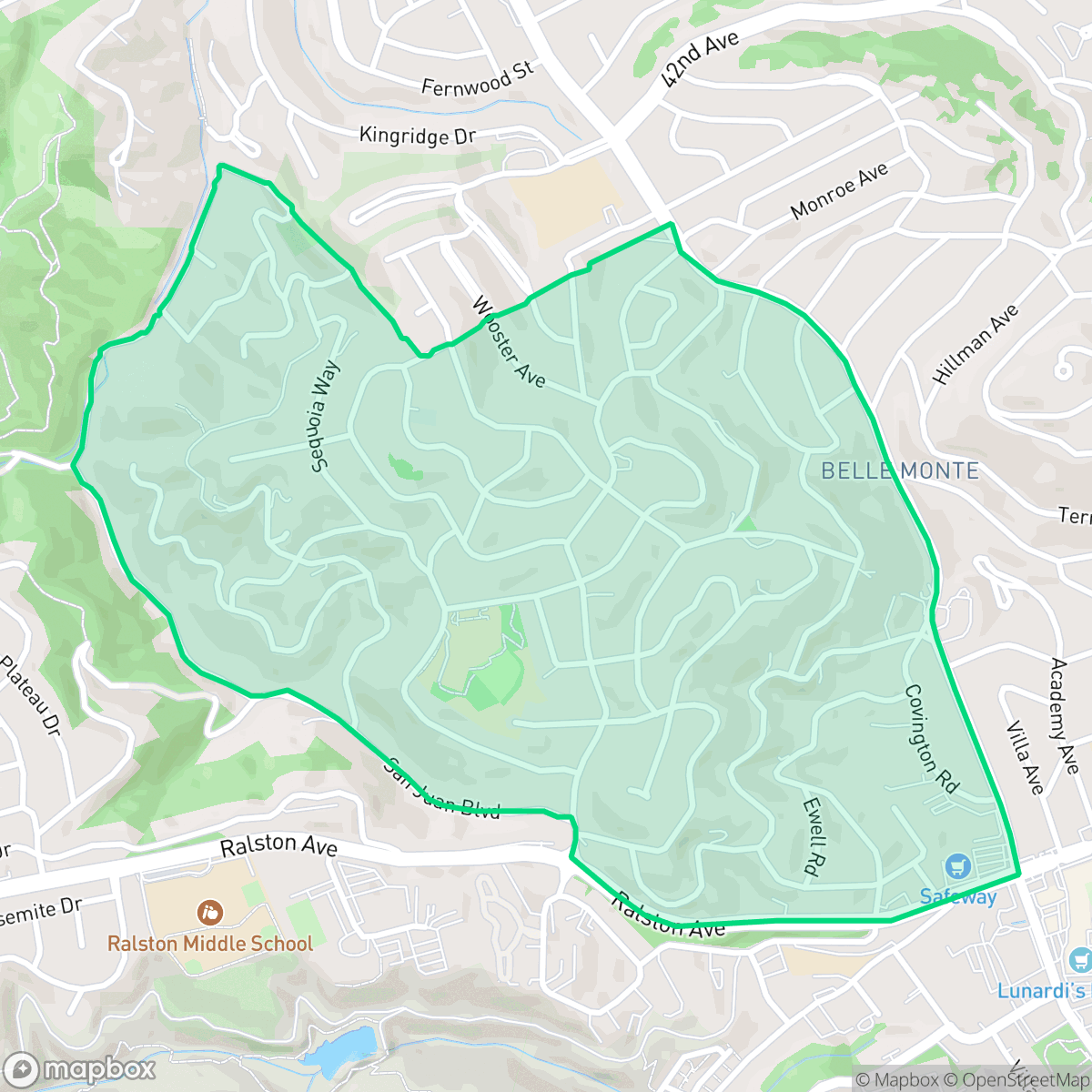 Map showing the location of Cipriani, Belmont, CA