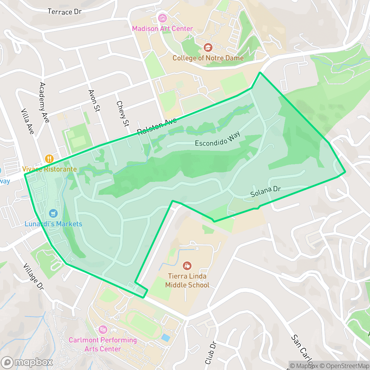 Map showing the location of McDougal, Belmont, CA