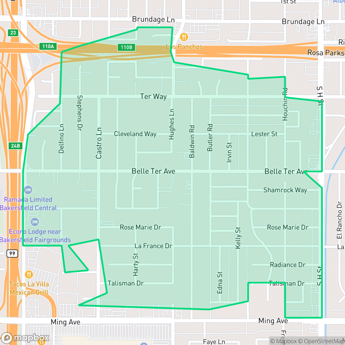 Map showing the location of Benton Park, CA — coverage area