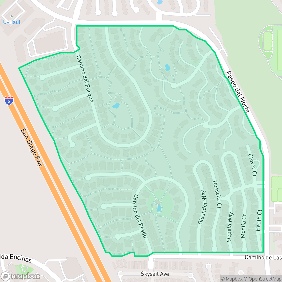 Map showing the location of Altamira, Carlsbad, CA