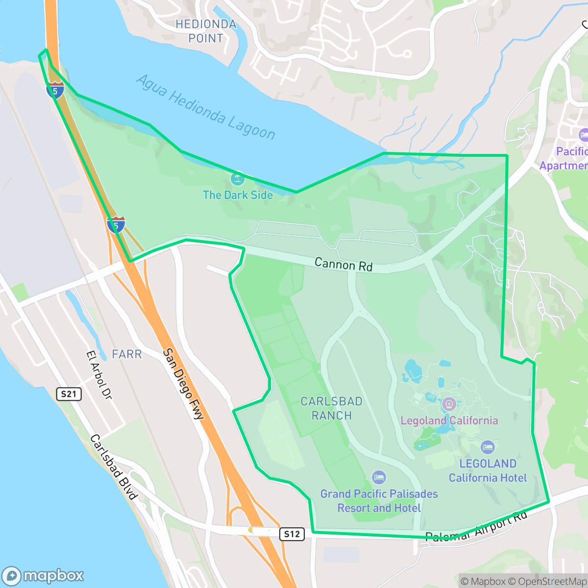 Map showing the location of Carlsbad Ranch, Carlsbad, CA