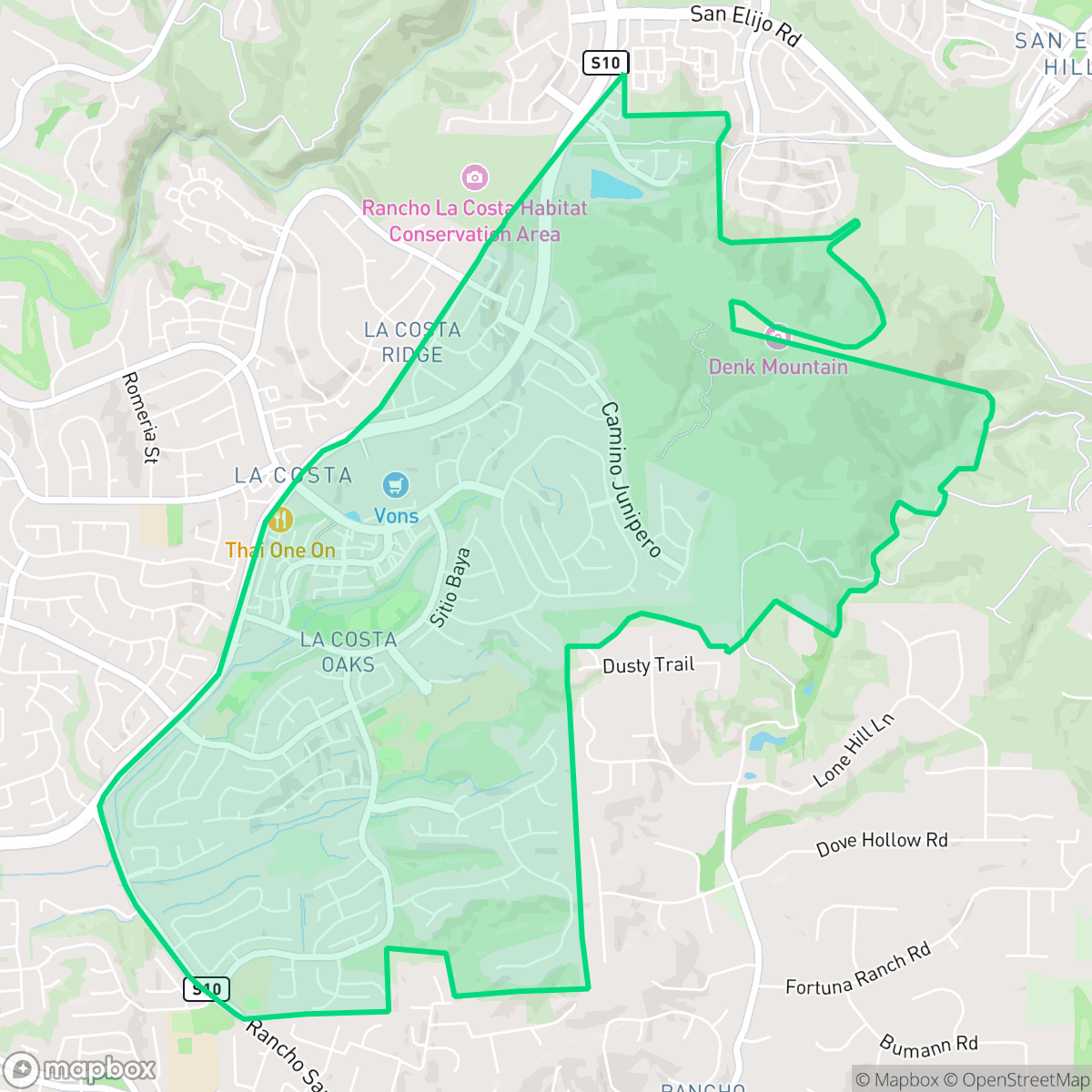 Map showing the location of La Costa Oaks, Carlsbad, CA