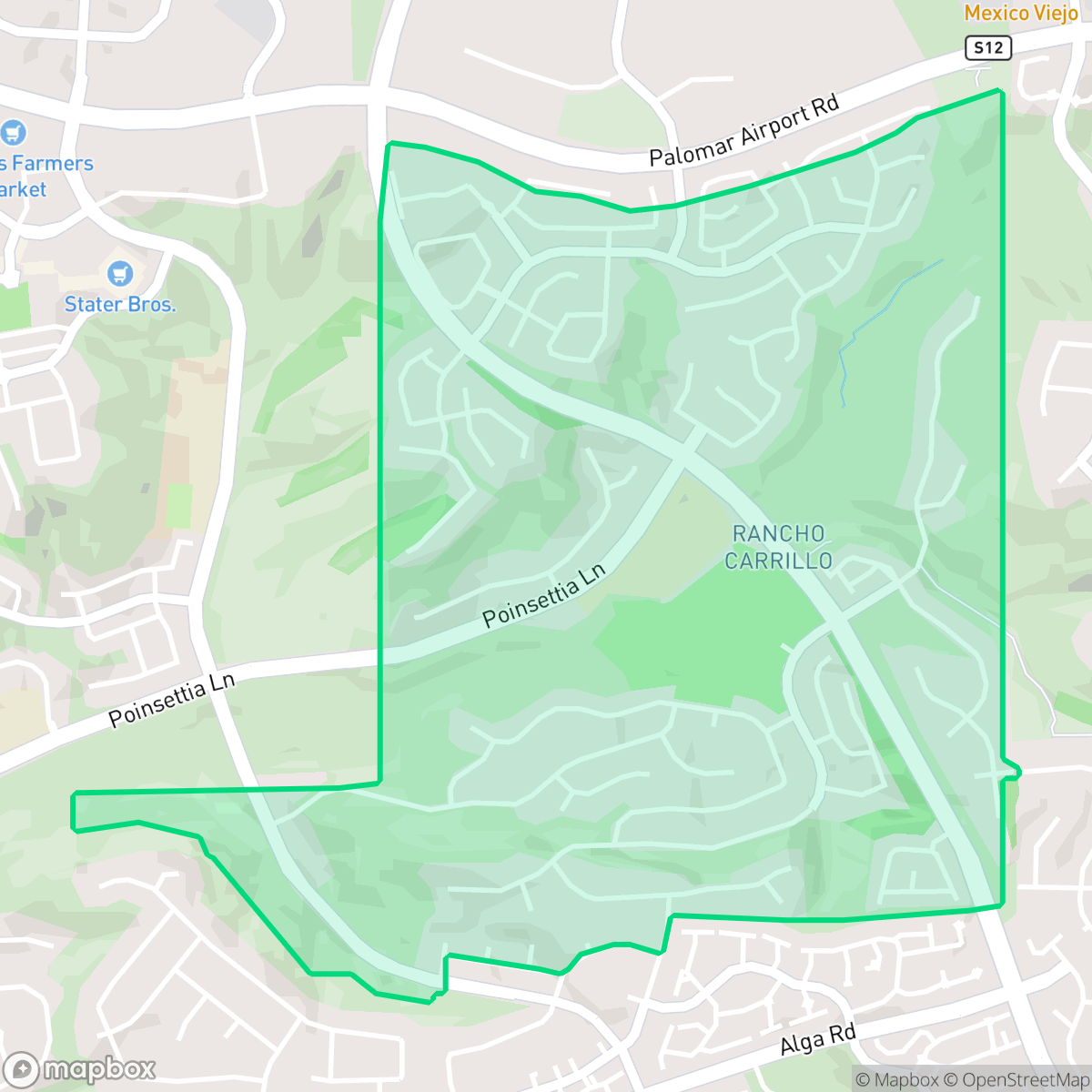 Map showing the location of Rancho Carrillo, Carlsbad, CA