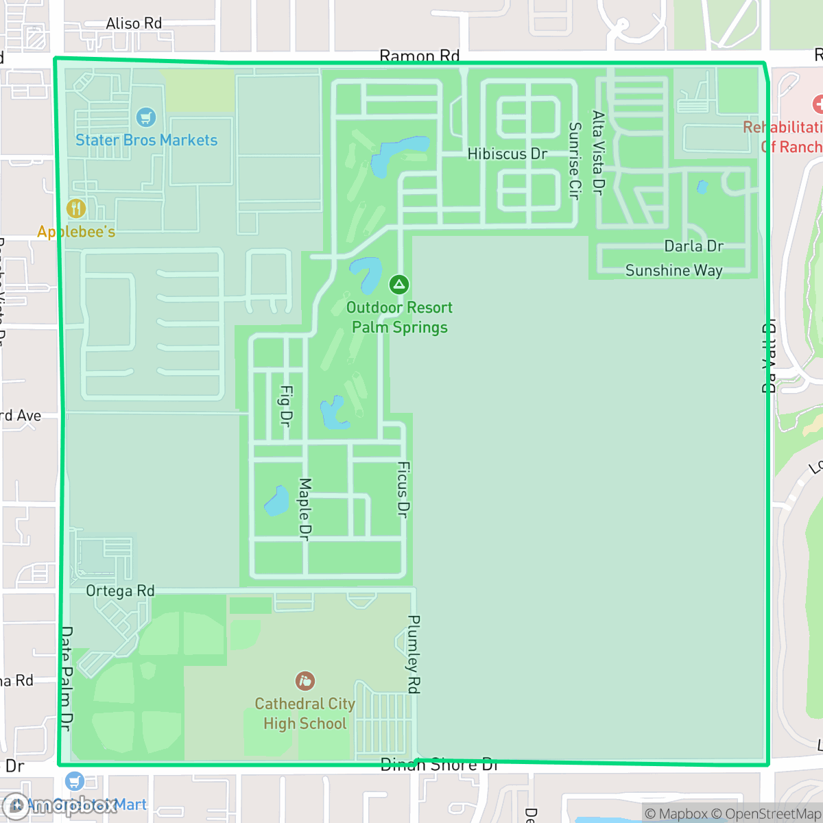 Map showing the location of Alameda, Cathedral City, CA