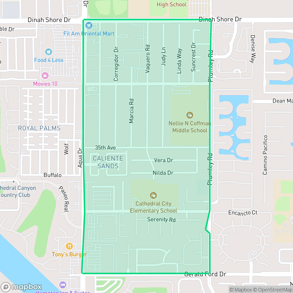 Map showing the location of McPherson-Pioneer Ranch, Cathedral City, CA