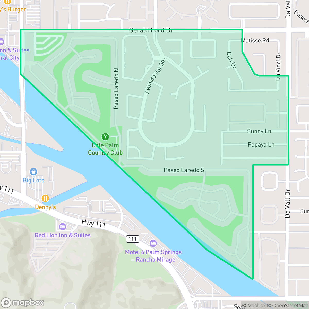 Map showing the location of The Grove, Cathedral City, CA