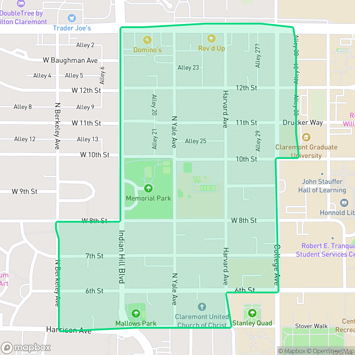Map showing the location of Historic Claremont, Claremont, CA
