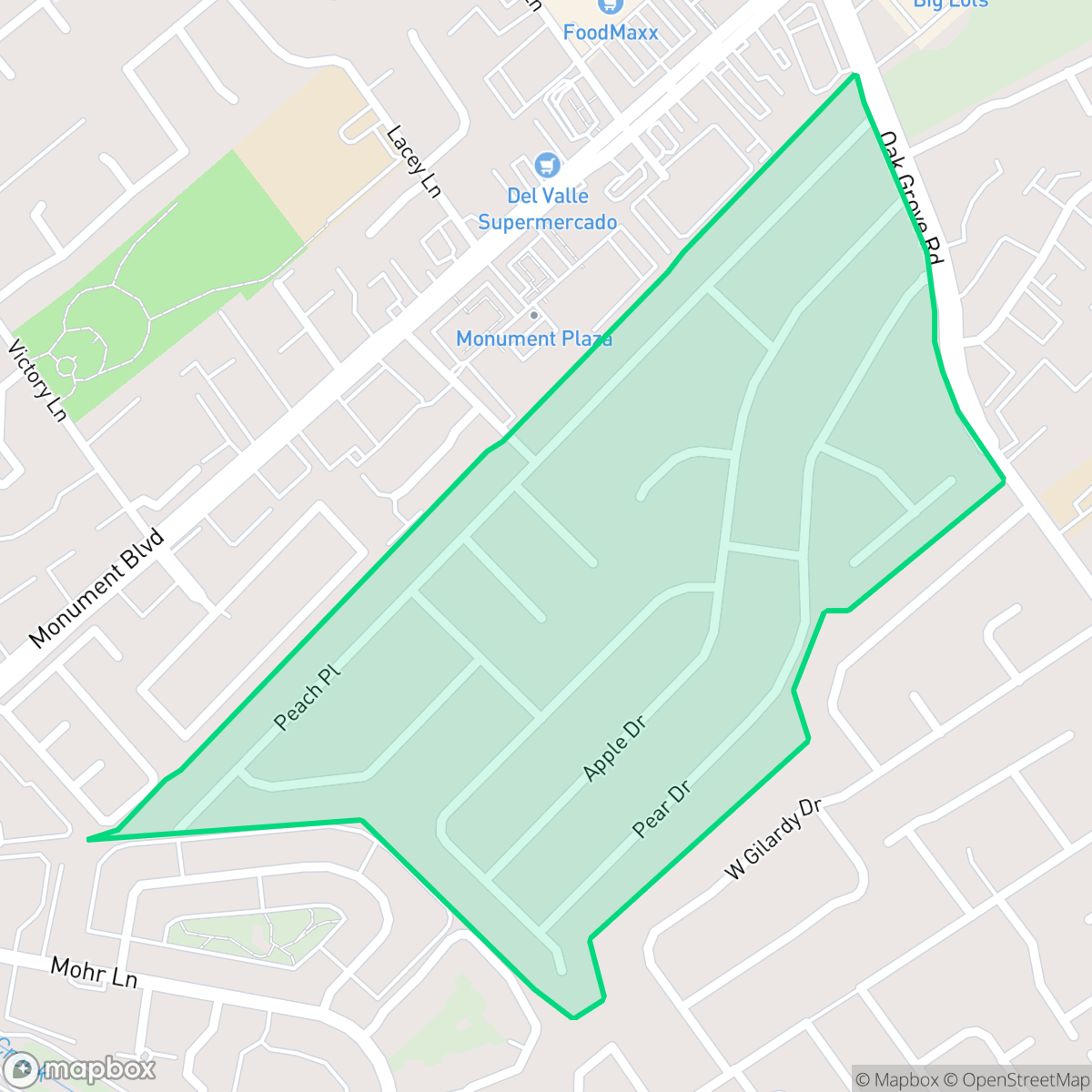 Map showing the location of Fruitbowl, Concord, CA