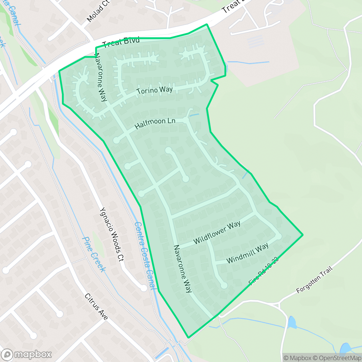 Map showing the location of Ygnacio Hills, Concord, CA