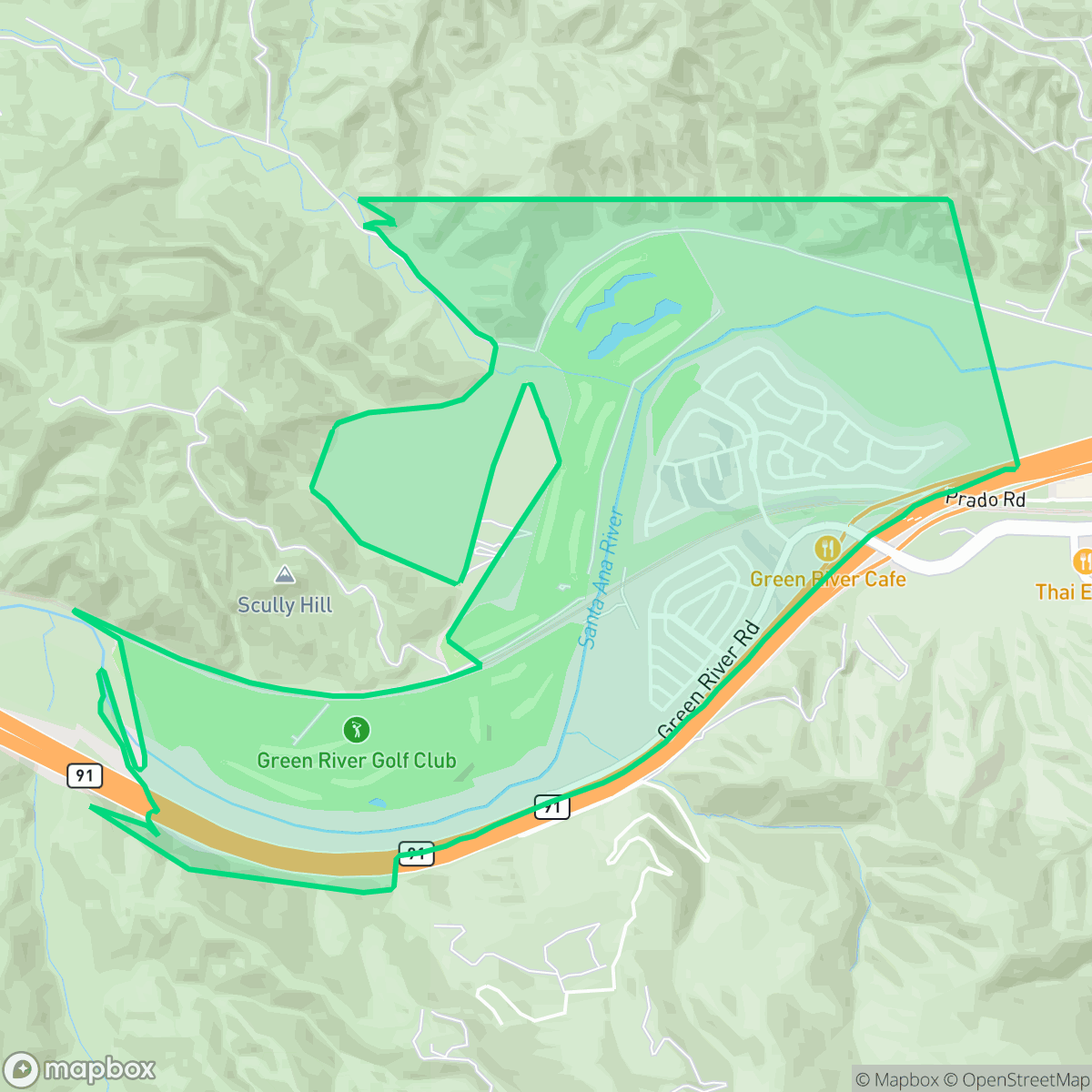 Map showing the location of Green River, Corona, CA