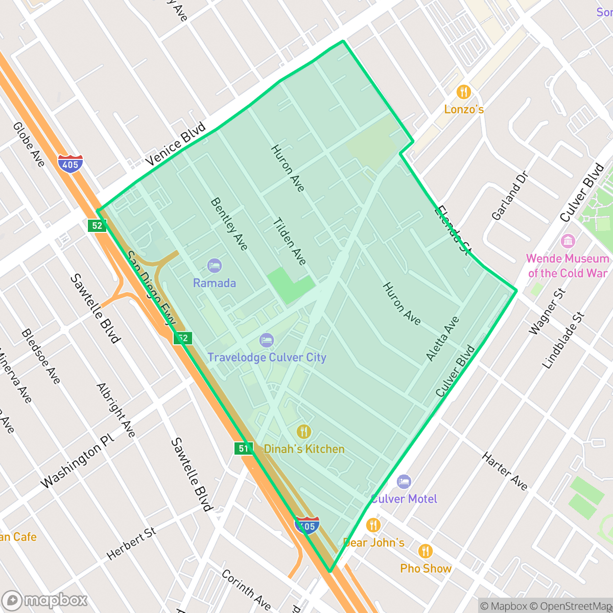 Map showing the location of Clarkdale, Culver City, CA