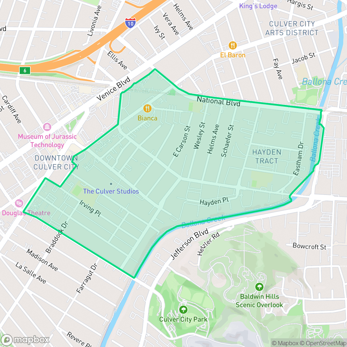 Map showing the location of Lucerne/Higuera, Culver City, CA