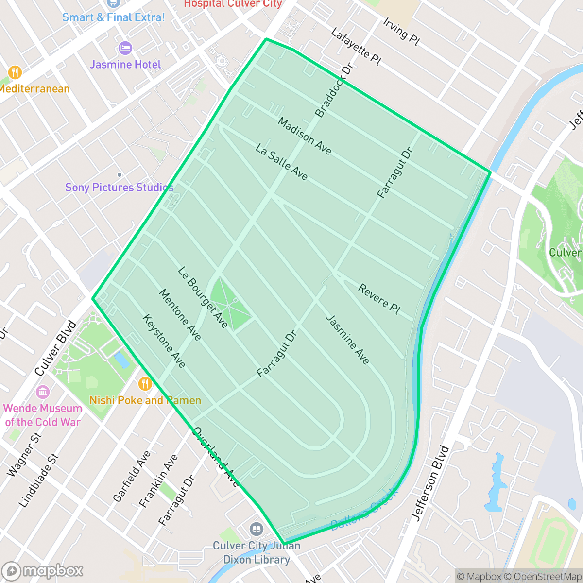 Map showing the location of Park East, Culver City, CA