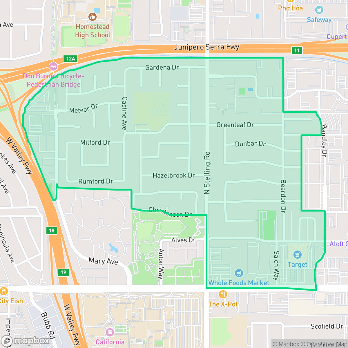 Map showing the location of Garden Gate, Cupertino, CA