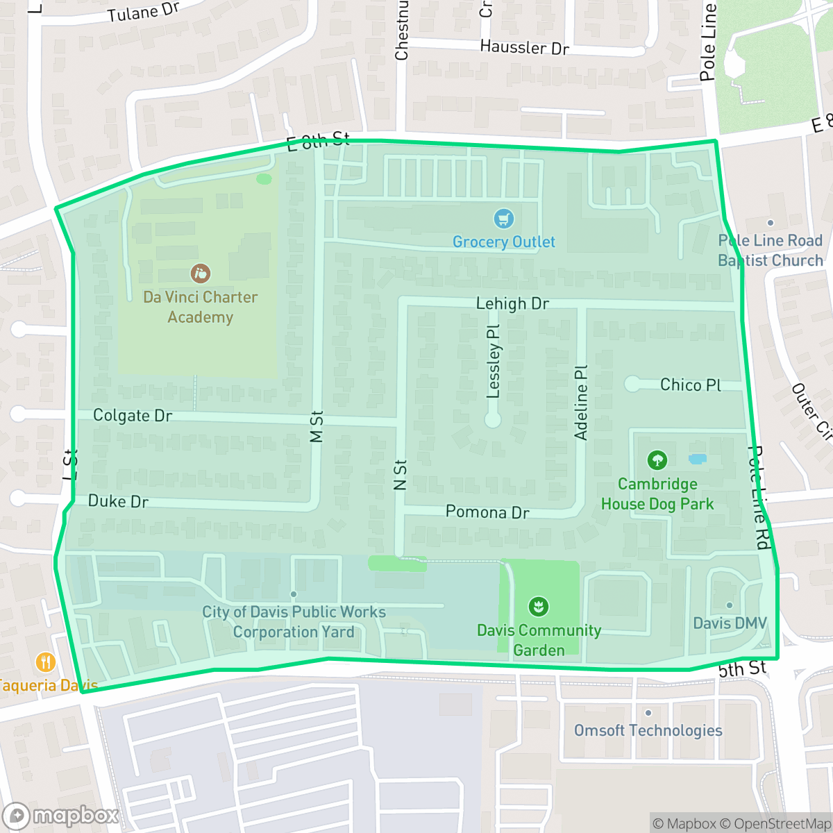 Map showing the location of Davis Manor, Davis, CA