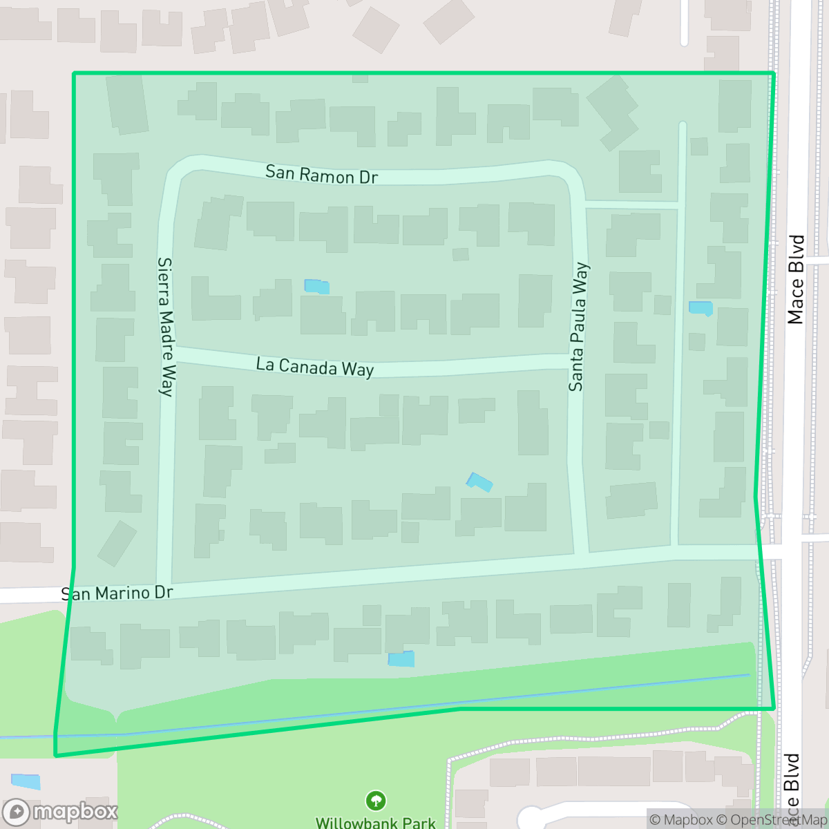 Map showing the location of Ranch Macero, Davis, CA