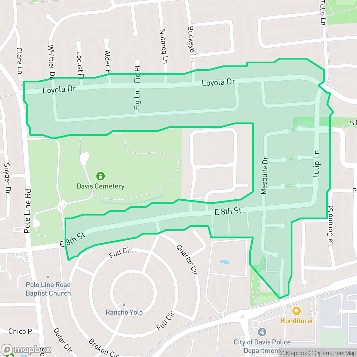 Map showing the location of Sunrise, Davis, CA