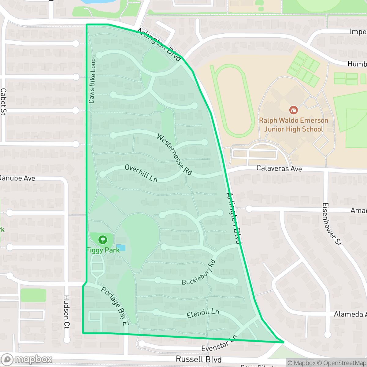 Map showing the location of Village Homes, Davis, CA