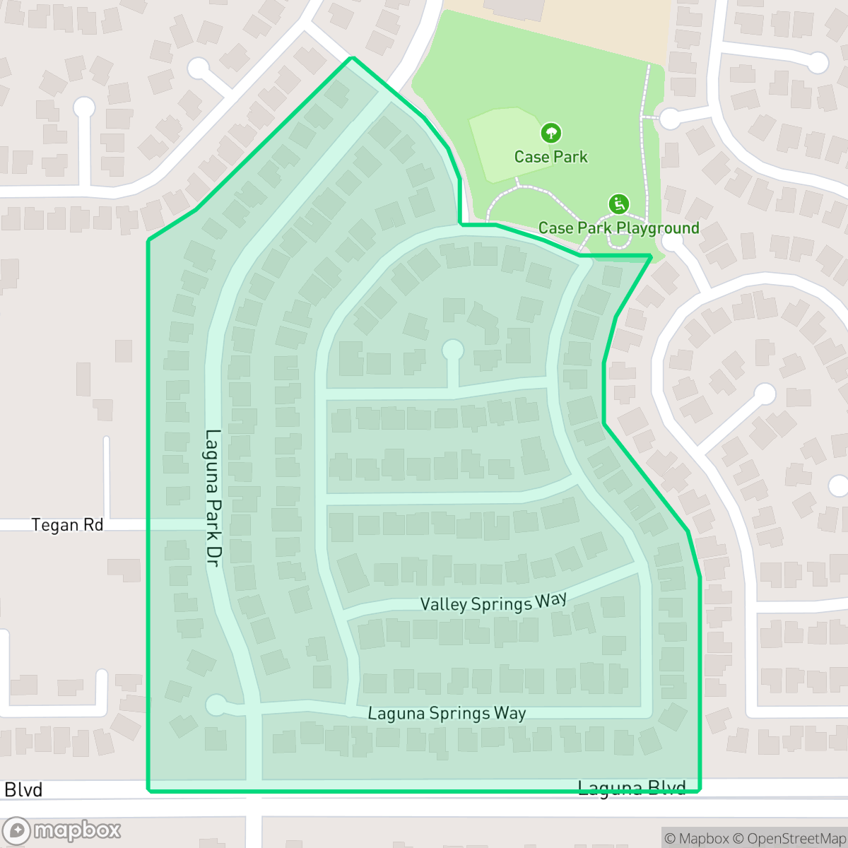 Map showing the location of Laguna Springs, Elk Grove, CA