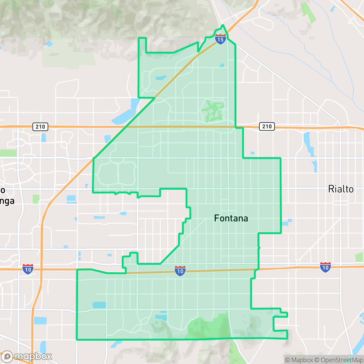 Map showing the location of Fontana, CA — coverage area
