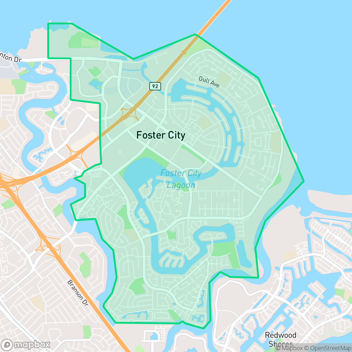 Map showing the location of Foster City, CA — coverage area