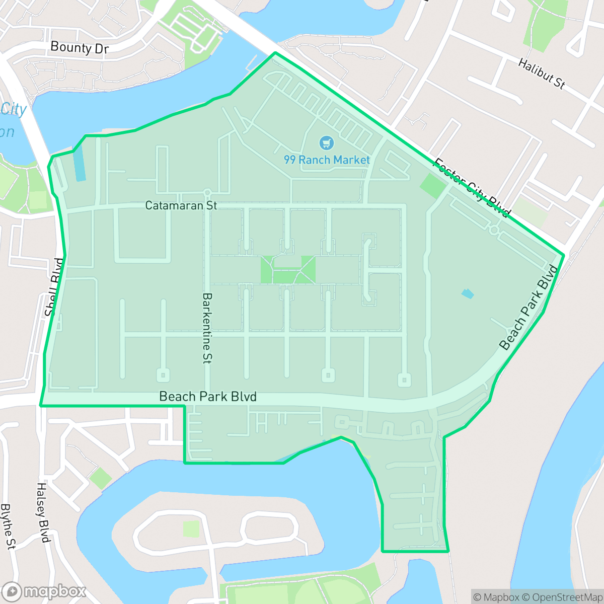 Map showing the location of Boats, Foster City, CA