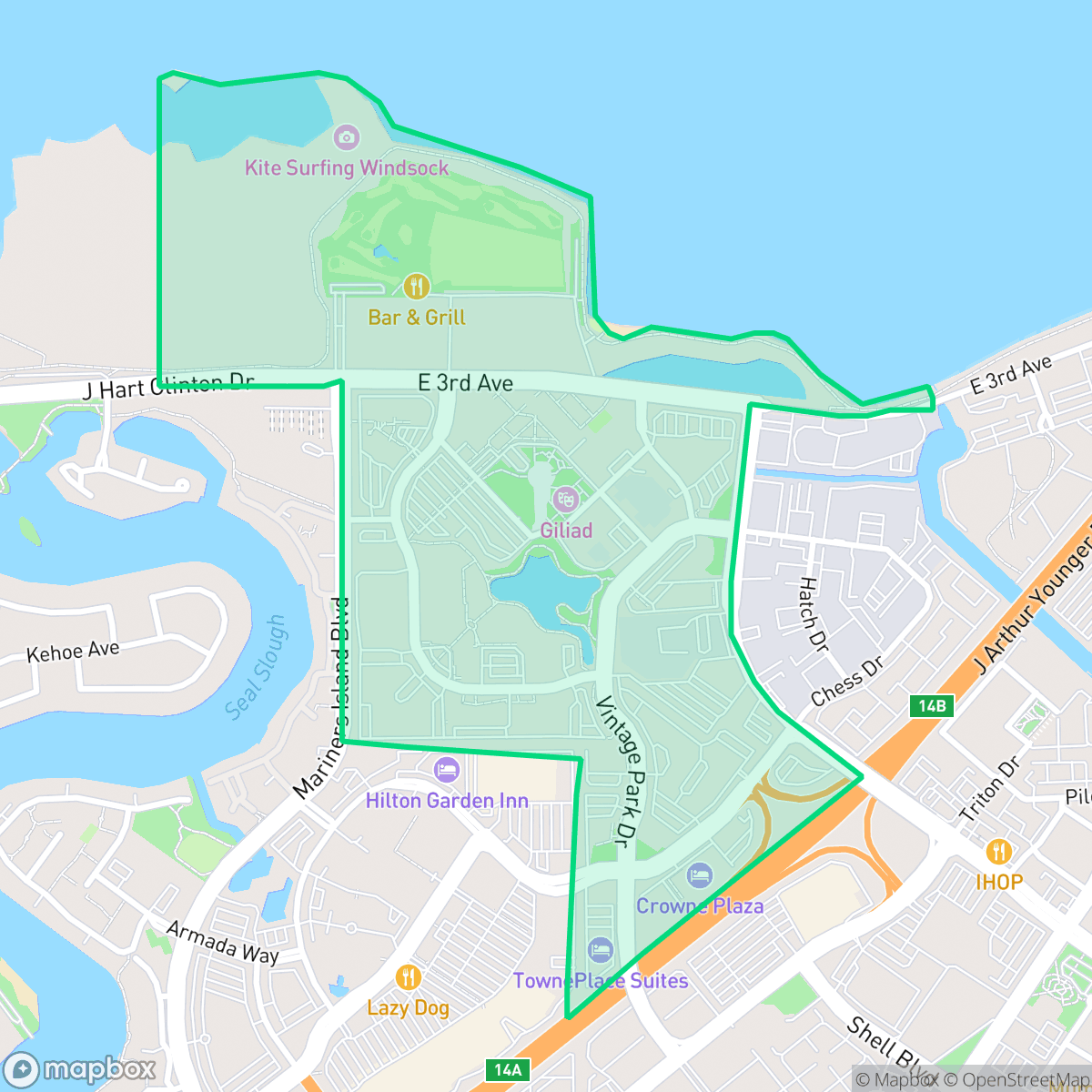 Map showing the location of Vintage Park, Foster City, CA