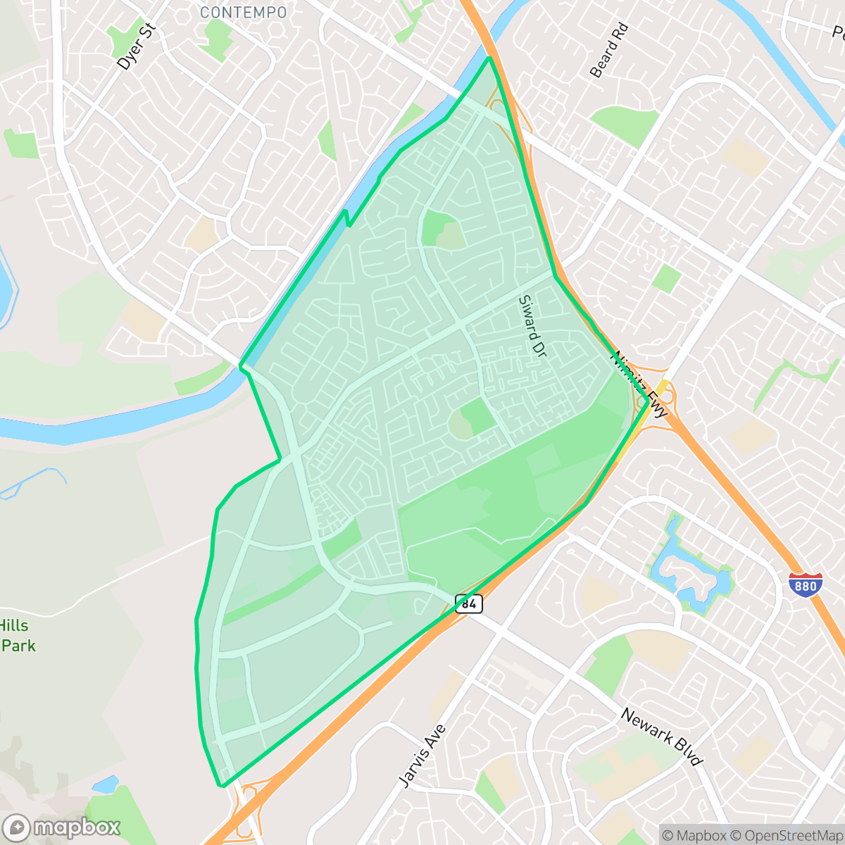 Map showing the location of Ardenwood, Fremont, CA