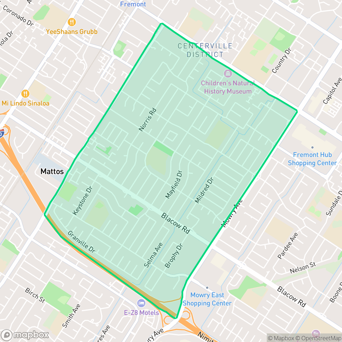 Map showing the location of Glenmoor, Fremont, CA
