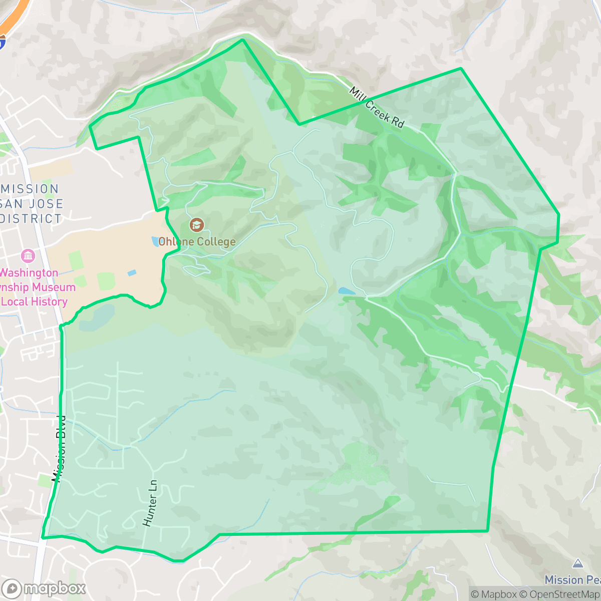 Map showing the location of Mission Hills, Fremont, CA