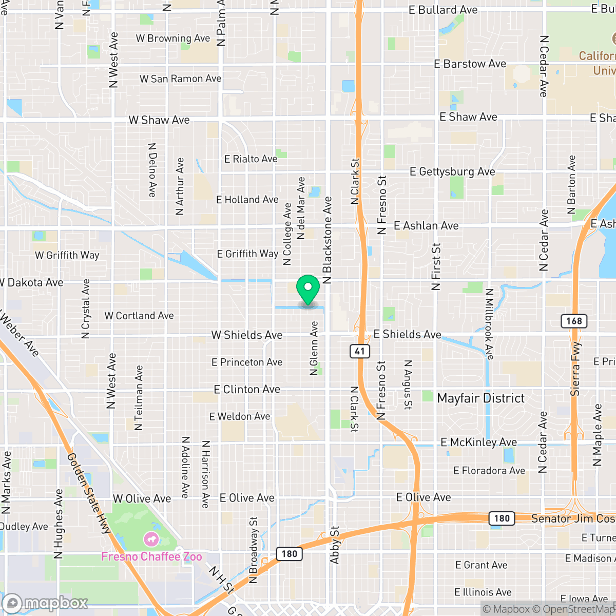 Map showing the location of Fresno, CA — coverage area