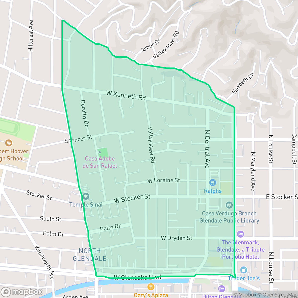 Map showing the location of Verdugo Viejo, Glendale, CA