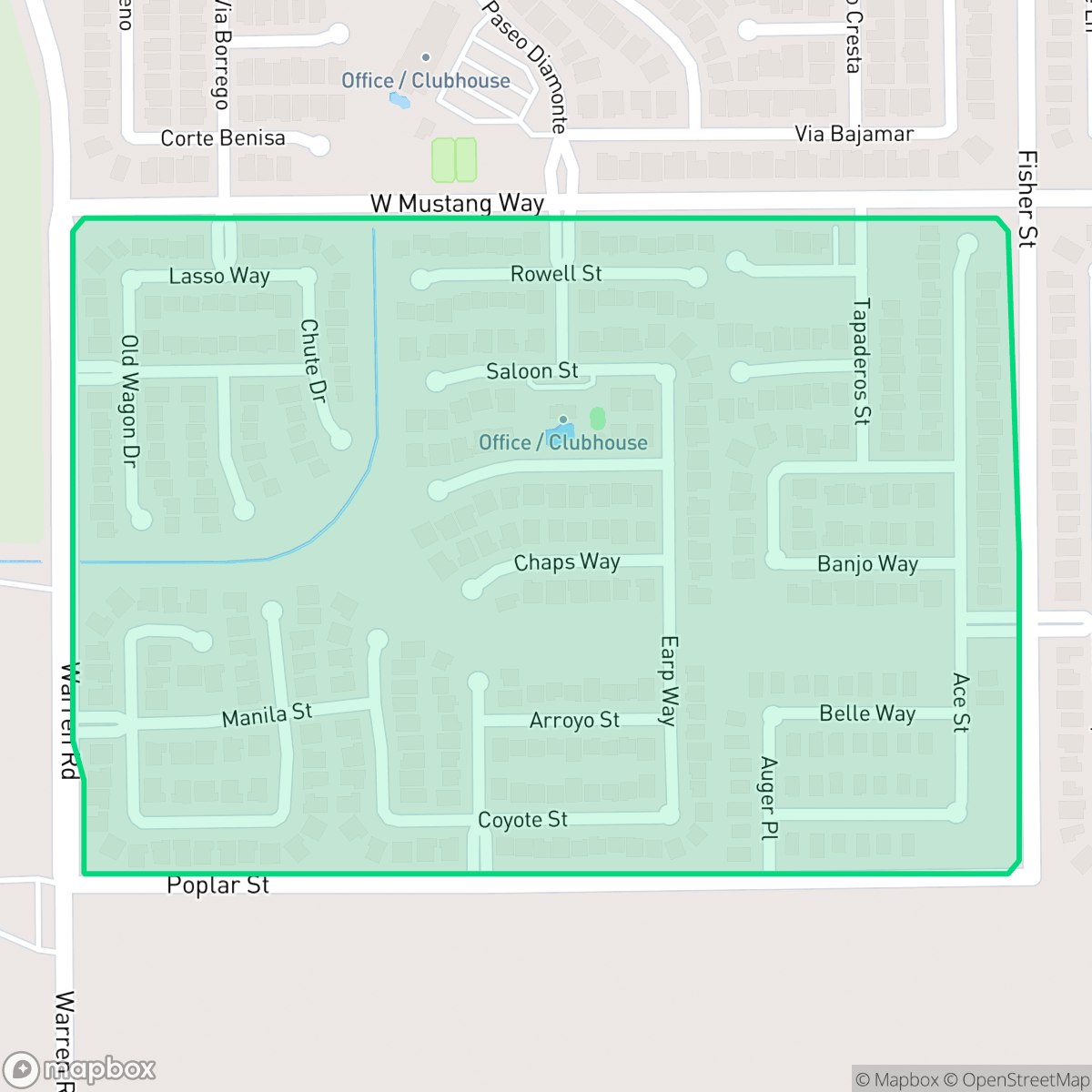 Map showing the location of Saddle Point, Hemet, CA